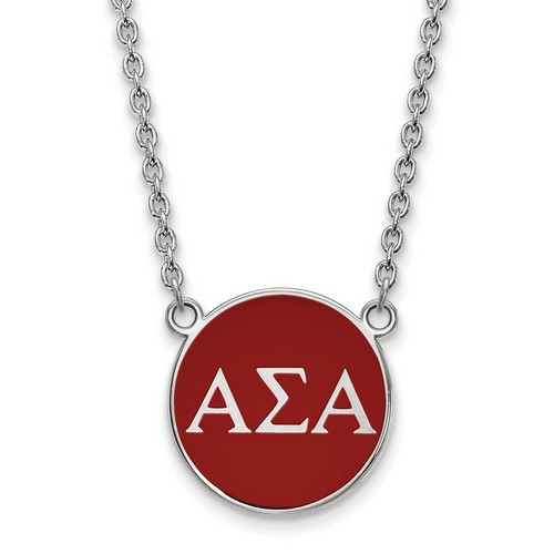 Alpha Sigma Alpha Sorority Small Pendant Necklace in Sterling Silver 5.81 gr