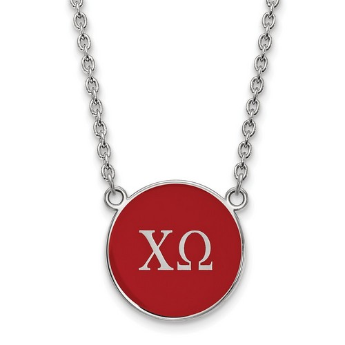 Chi Omega Sorority Small Pendant Necklace in Sterling Silver 5.93 gr
