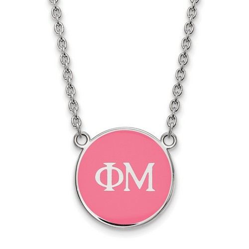 Phi Mu Sorority Small Pendant Necklace in Sterling Silver 5.81 gr