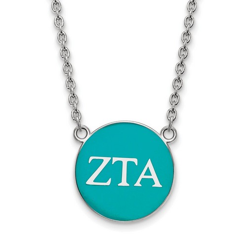 Zeta Tau Alpha Sorority Small Pendant Necklace in Sterling Silver 5.81 gr