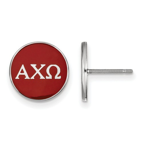 Alpha Chi Omega Sorority Enameled Post Earrings in Sterling Silver 1.46 gr