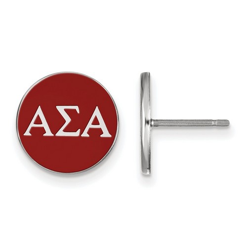 Alpha Sigma Alpha Sorority Enameled Post Earrings in Sterling Silver 1.46 gr