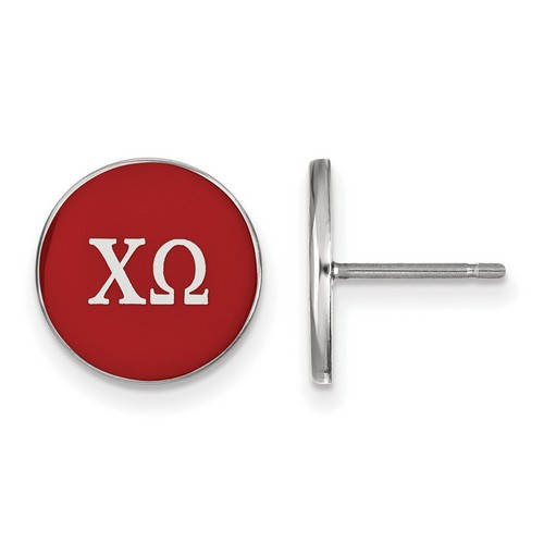 Chi Omega Sorority Enameled Post Earrings in Sterling Silver 1.58 gr