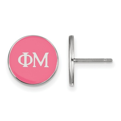 Phi Mu Sorority Enameled Post Earrings in Sterling Silver 1.46 gr