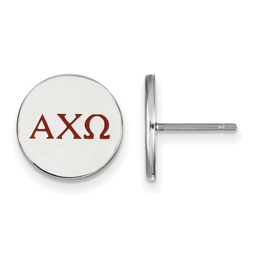 Alpha Chi Omega Sorority Enameled Sterling Silver Post Earrings 2.04 gr