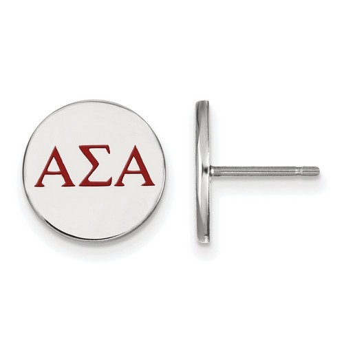 Alpha Sigma Alpha Sorority Enameled Sterling Silver Post Earrings 2.04 gr