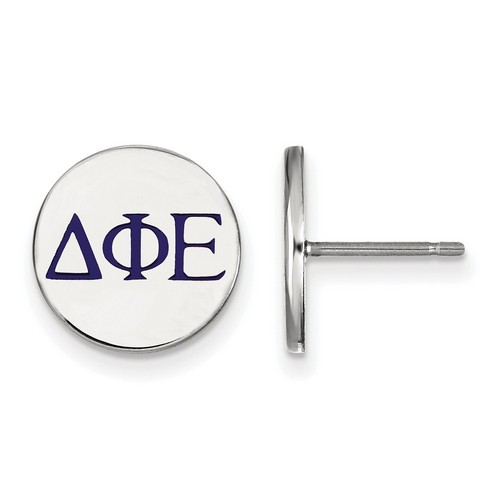 Delta Phi Epsilon Sorority Enameled Sterling Silver Post Earrings 2.04 gr