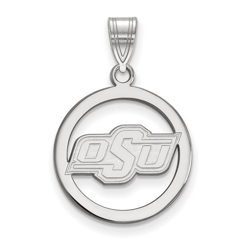 Oklahoma State University Cowboys Small Sterling Silver Circle Pendant 2.00 gr