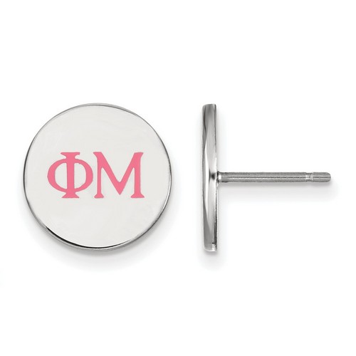 Phi Mu Sorority Enameled Post Earrings in Sterling Silver 2.04 gr