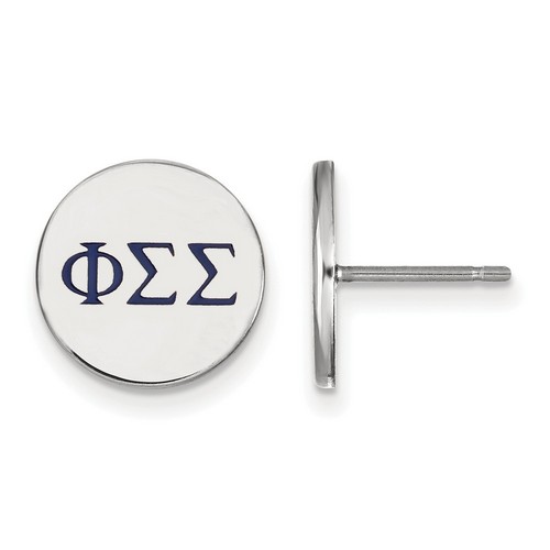 Phi Sigma Sigma Sorority Enameled Post Earrings in Sterling Silver 2.04 gr