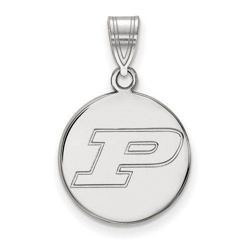 Purdue University Boilermakers Medium Disc Pendant in Sterling Silver 2.39 gr