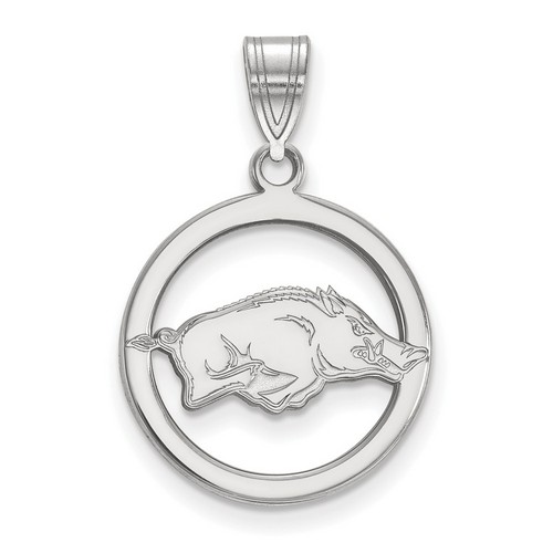 University of Arkansas Razorbacks Small Sterling Silver Circle Pendant 1.94 gr