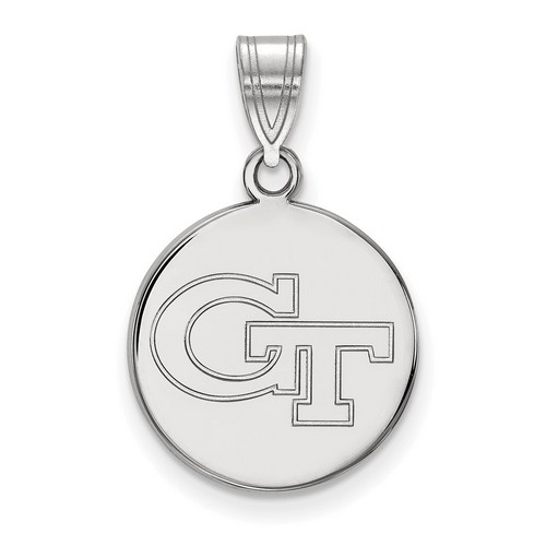 Georgia Tech Yellow Jackets Medium Disc Pendant in Sterling Silver 2.40 gr