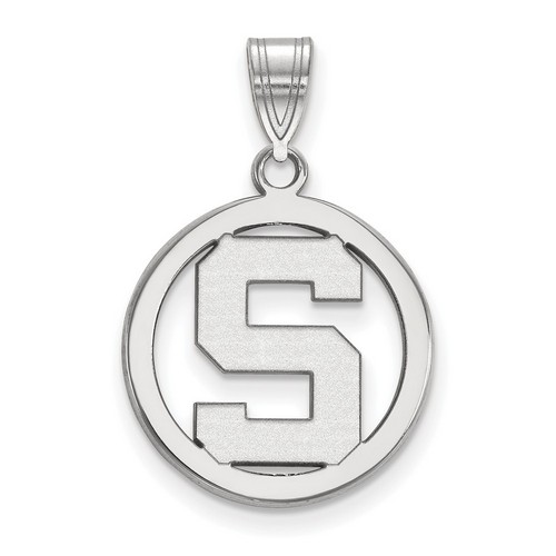 Michigan State University Spartans Small Sterling Silver Circle Pendant 1.95 gr