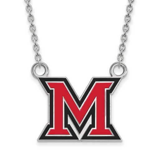 Miami University RedHawks Large Pendant Necklace in Sterling Silver 7.25 gr
