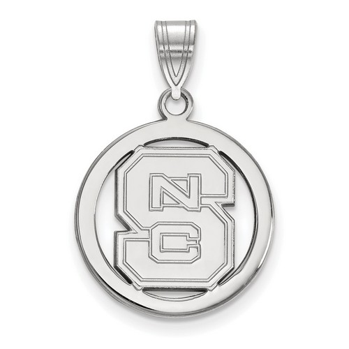 NC State University Wolfpack Small Sterling Silver Circle Pendant 2.66 gr