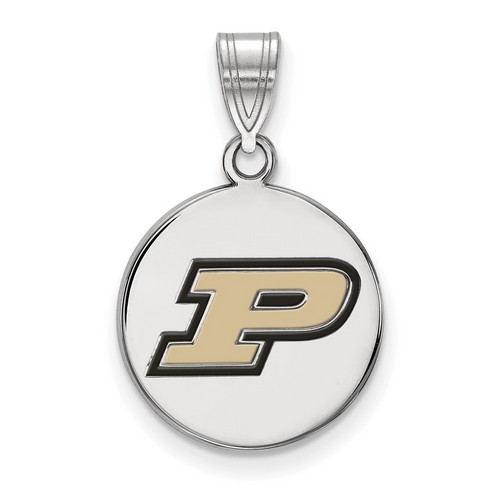 Purdue University Boilermakers Medium Disc Pendant in Sterling Silver 2.21 gr