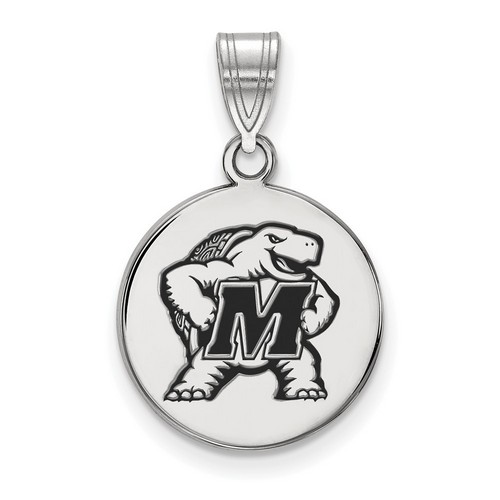 University of Maryland Terrapins Medium Disc Pendant in Sterling Silver 2.24 gr