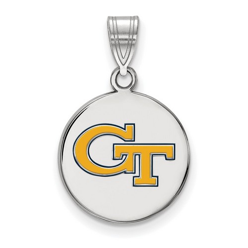 Georgia Tech Yellow Jackets Medium Disc Pendant in Sterling Silver 3.36 gr