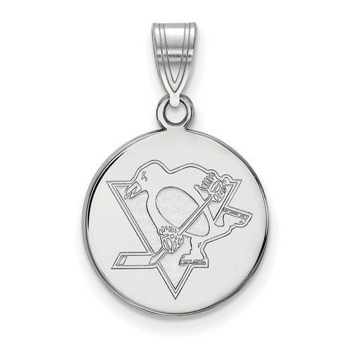 Pittsburgh Penguins Medium Disc Pendant in Sterling Silver 2.37 gr