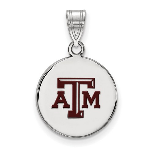 Texas A&M University Aggies Medium Disc Pendant in Sterling Silver 2.25 gr