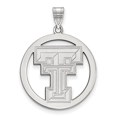 Texas Tech University Red Raiders Large Sterling Silver Circle Pendant 4.21 gr