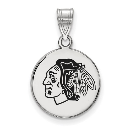 Chicago Blackhawks Medium Disc Pendant in Sterling Silver 2.29 gr
