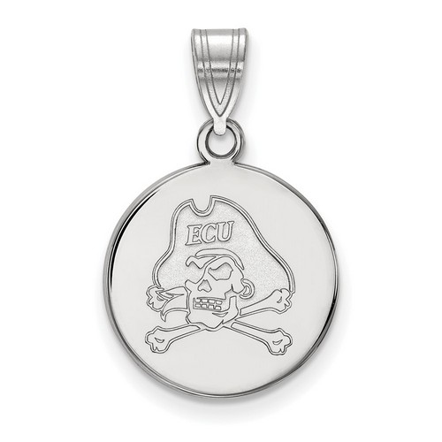 East Carolina University Pirates Medium Disc Pendant in Sterling Silver 2.33 gr