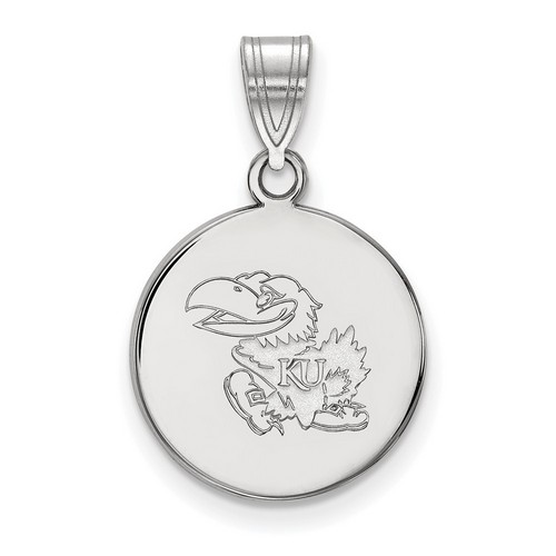 University of Kansas Jayhawks Medium Disc Pendant in Sterling Silver 2.37 gr