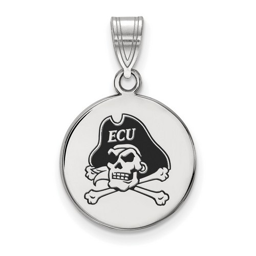 East Carolina University Pirates Medium Disc Pendant in Sterling Silver 2.28 gr