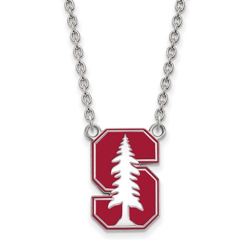 Stanford University Cardinal Large Pendant Necklace in Sterling Silver 5.49 gr
