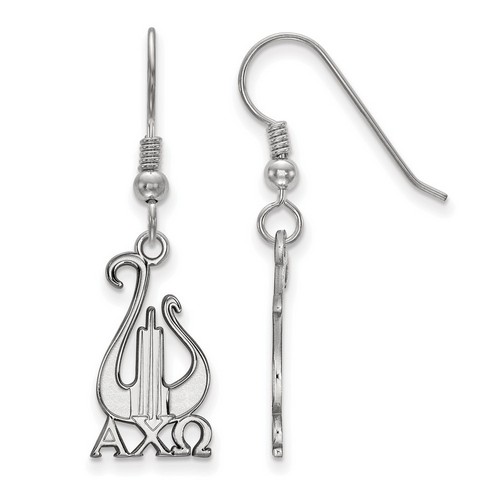 Alpha Chi Omega Sorority Medium Dangle Earrings in Sterling Silver 2.04 gr