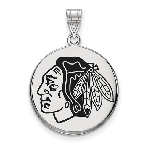 Chicago Blackhawks Large Disc Pendant in Sterling Silver 4.25 gr