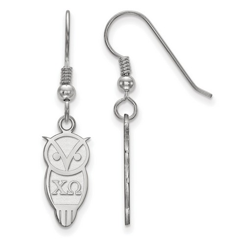 Chi Omega Sorority Medium Dangle Earrings in Sterling Silver 2.04 gr