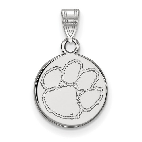 Clemson University Tigers Small Disc Pendant in Sterling Silver 1.49 gr