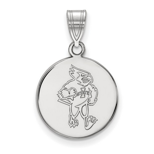 Iowa State University Cyclones Medium Disc Pendant in Sterling Silver 3.40 gr