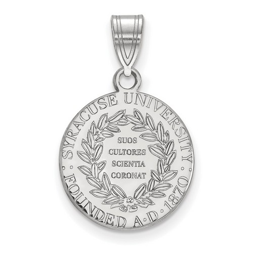 Syracuse University Orange Medium Crest Pendant in Sterling Silver 2.34 gr