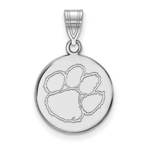 Clemson University Tigers Medium Disc Pendant in Sterling Silver 2.38 gr