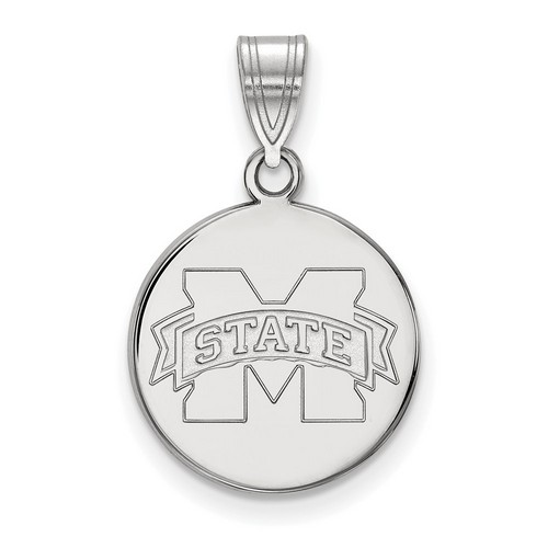 Mississippi State University Bulldogs Medium Sterling Silver Disc Pendant 2.33gr