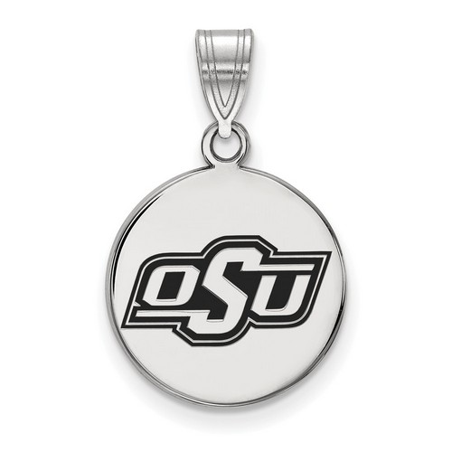 Oklahoma State University Cowboys Medium Disc Pendant in Sterling Silver 2.29 gr