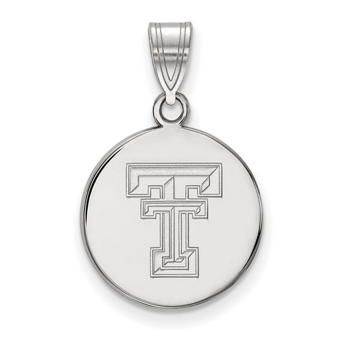 Texas Tech University Red Raiders Medium Disc Pendant in Sterling Silver 2.36 gr