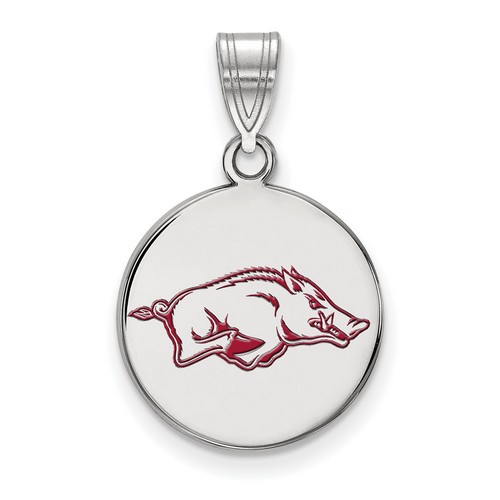 University of Arkansas Razorbacks Medium Disc Pendant in Sterling Silver 2.34 gr