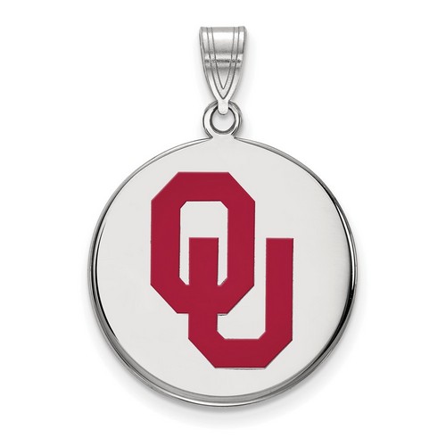 University of Oklahoma Sooners Large Disc Pendant in Sterling Silver 4.14 gr