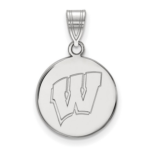 University of Wisconsin Badgers Medium Disc Pendant in Sterling Silver 2.36 gr