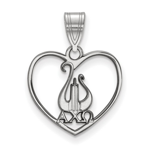 Alpha Chi Omega Sorority Heart Pendant in Sterling Silver 1.23 gr