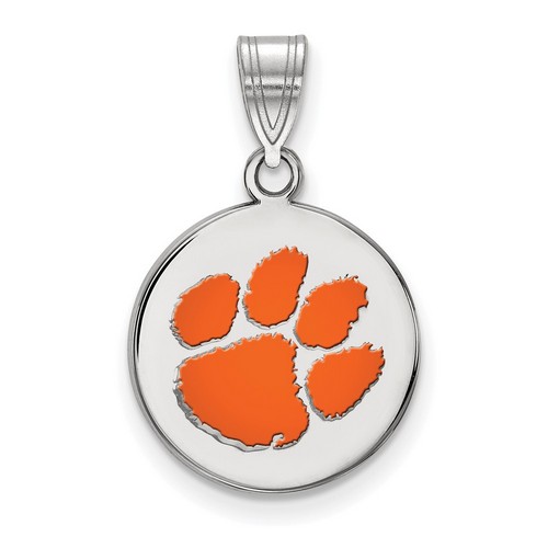 Clemson University Tigers Medium Disc Pendant in Sterling Silver 2.07 gr