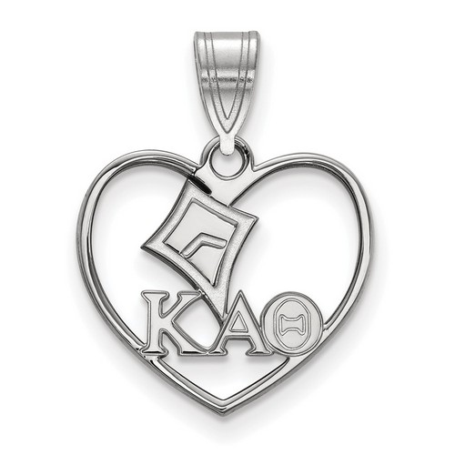 Kappa Alpha Theta Sorority Heart Pendant in Sterling Silver 1.26 gr