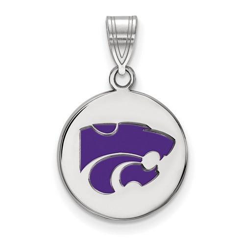 Kansas State University Wildcats Medium Disc Pendant in Sterling Silver 2.15 gr