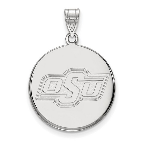 Oklahoma State University Cowboys Large Disc Pendant in Sterling Silver 4.23 gr