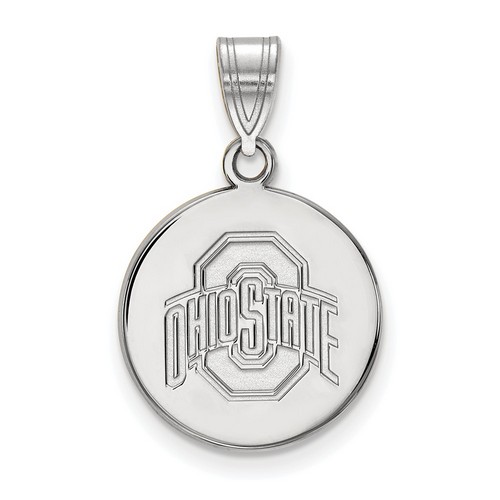 Ohio State University Buckeyes Medium Disc Pendant in Sterling Silver 2.39 gr